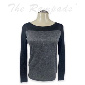 Ann Taylor Upper Black Lower Gray Body Long-sleeve Shirt Size Small
